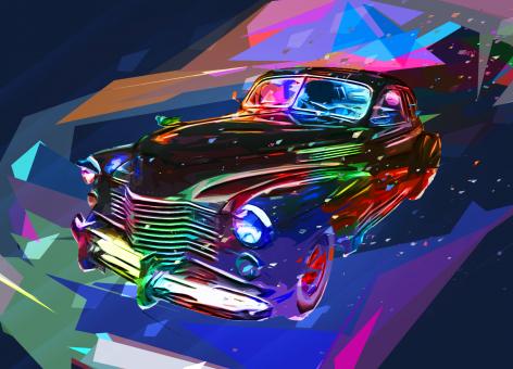 Old colorful car artwork - Free Stock Photo