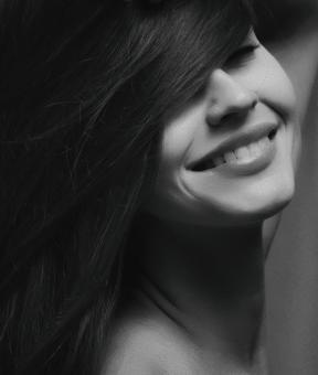 B&W Portrait of Smiling Girl - Free Stock Photo