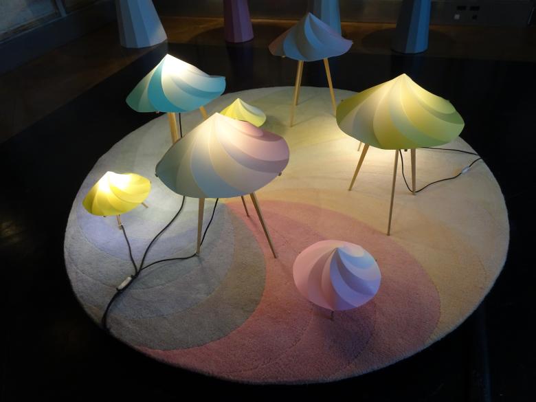 Free stock image of Designed lampshades in a design exhibition created by GAIMARD Jacques