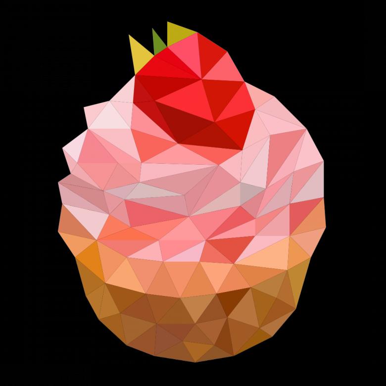 Free stock image of Polygonal Strawberry Cupcake created by Helen
