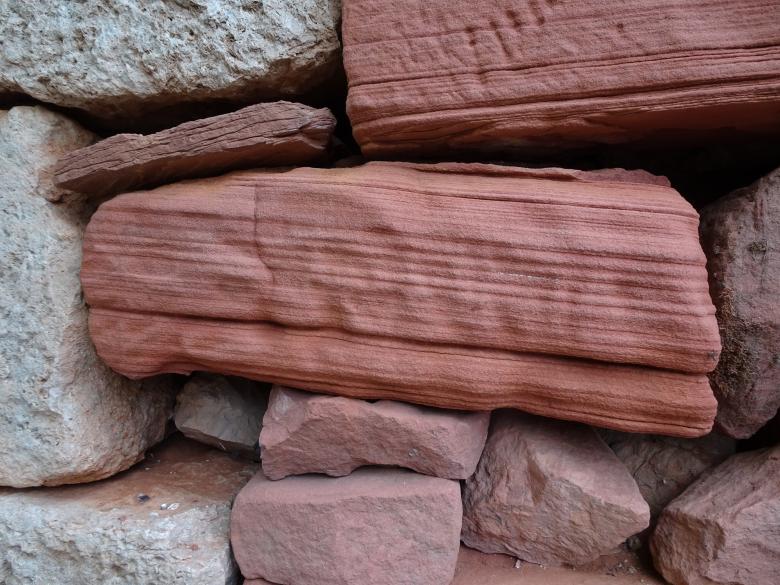 Free stock image of Eroded red sandstone on dry stone wall created by GAIMARD Jacques