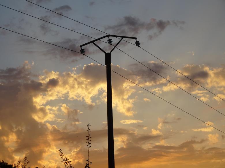 Free stock image of Sunrise and high-voltage... created by GAIMARD Jacques