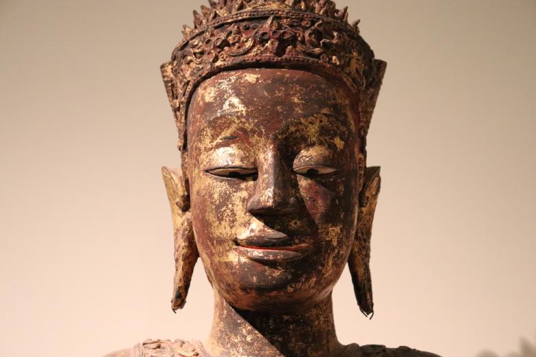 Free stock image of Painted Wood Khmer Buddhist sculpture created by GAIMARD Jacques