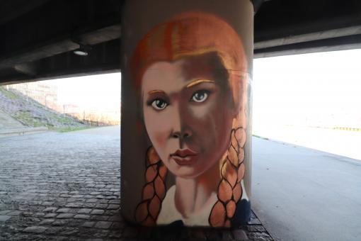 Graffiti portrait of red-hair young woman - Free Stock Photo