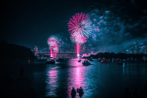 Fireworks Over the Sydney Harbour Bridge - Free Stock Photo