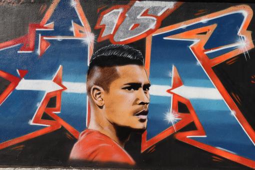 Graffiti of famous football player - Free Stock Photo