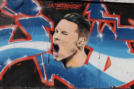Free Stock Photo of Graffiti of famous football player