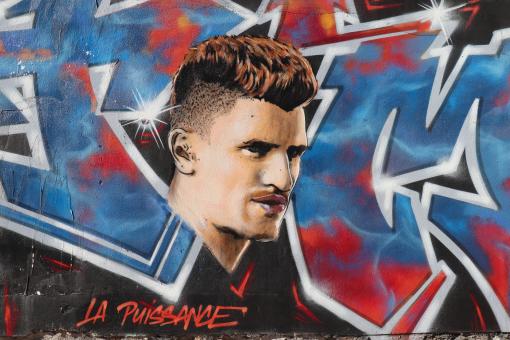 Free Stock Photo of Graffiti of famous football player
