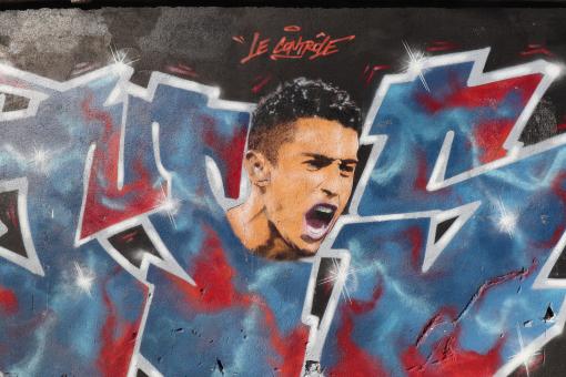 Graffiti of famous football player - Free Stock Photo
