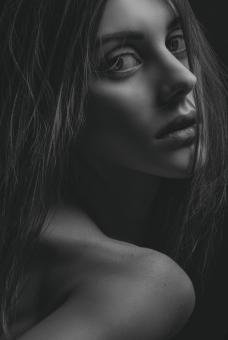 Free Stock Photo of Young Woman B&W Portrait