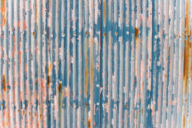 Free stock image of Corrugated Fence with Blue Peeling Paint created by Bjorgvin