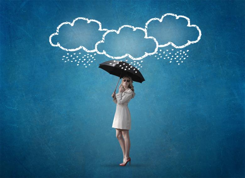 Free stock image of Confident Woman Under Storm Clouds - Blue Background created by Jack Moreh