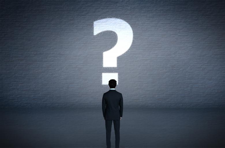 Free stock image of Man Facing Interrogation Mark on Wall - Life Choices - Business created by Jack Moreh