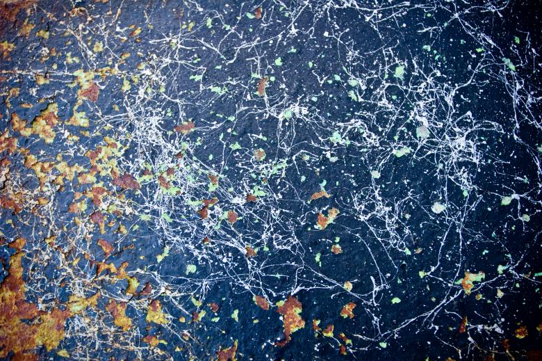 Free stock image of White Paint Splatters and Rust on Blue created by Bjorgvin