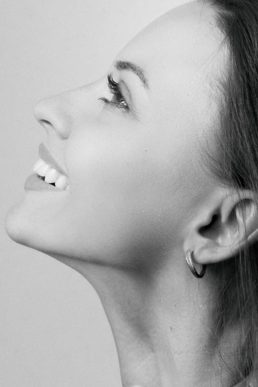 Free stock image of Happy Female Profile - Black and White created by Alexander Krivitskiy