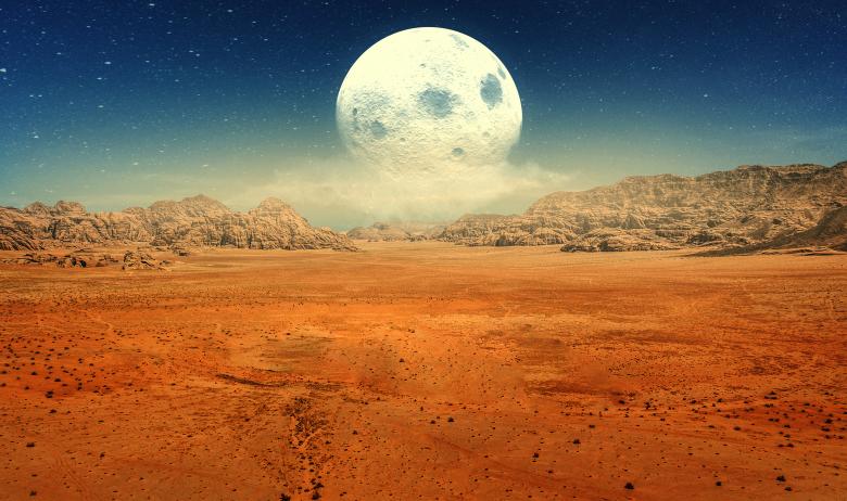 Free stock image of Large Moon over Desert created by selim çatak