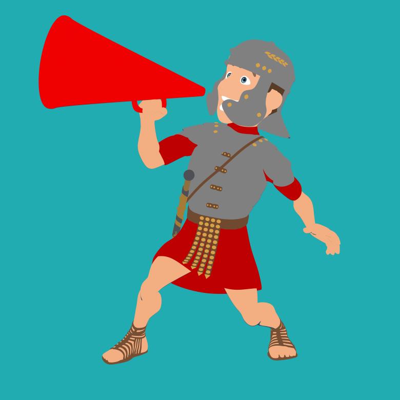 Free stock image of Roman Soldier Yelling in Megaphone created by Julien Tromeur