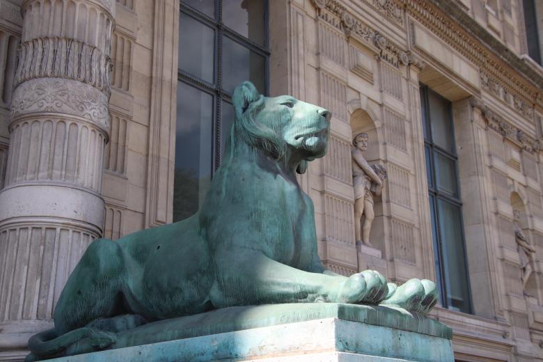 Free stock image of Bronze lion at the Louvre museum created by GAIMARD Jacques
