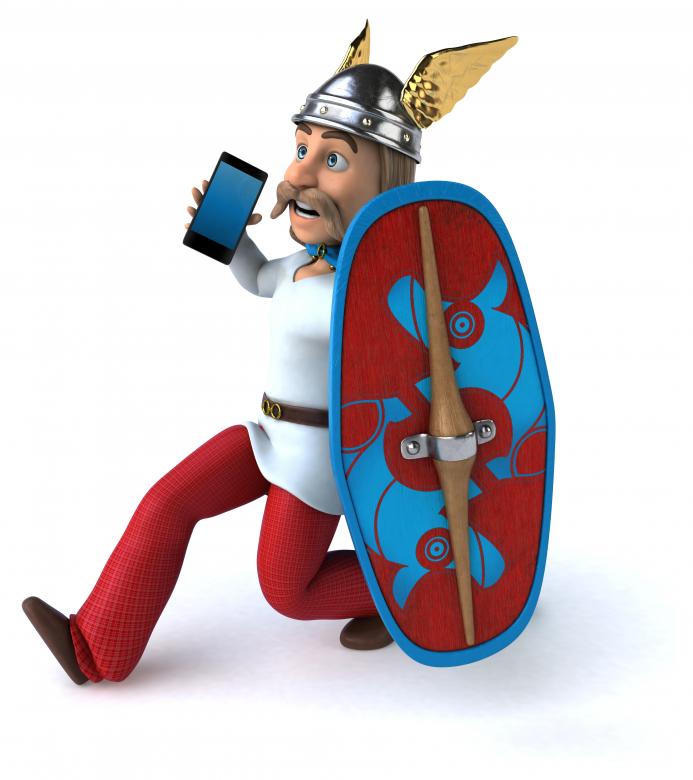 Free stock image of Fun Gaulois with Smartphone and Shield created by Julien Tromeur