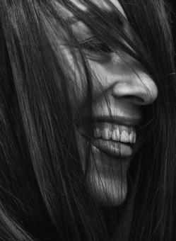 Black and White Portrait of Laughing Girl - Free Stock Photo