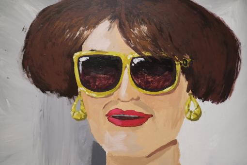 Woman painting in modern art exhibition - Free Stock Photo