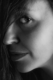 Free Stock Photo of Female Side Portrait - Black and White