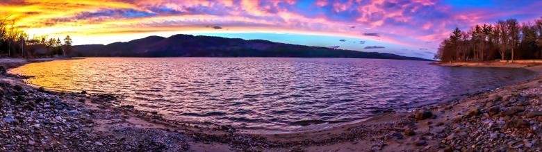 Free stock image of Lake at Sunset - Panorama created by Guy Banville