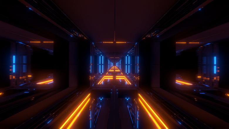 Free stock image of Futuristic sci-fi temple tunnel with nice reflection background created by tunnelmotions