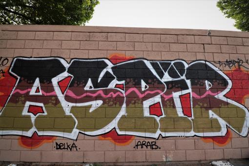 French graffiti tagged wall