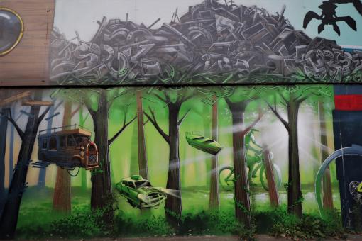 Wall painting on a French factory