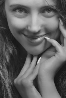 Free Stock Photo of Portrait of a Smiling Girl - Black and White