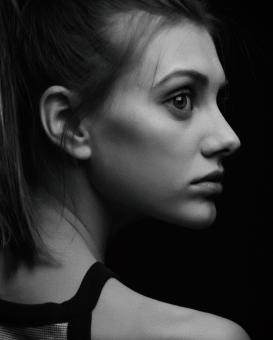 Free Stock Photo of Black and White Woman Profile