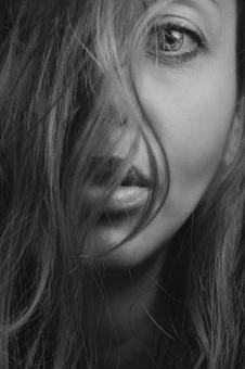 Free Stock Photo of Hair Covered Woman Face