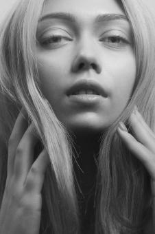 Free Stock Photo of Beautiful Girl - Black and White Studio Portrait