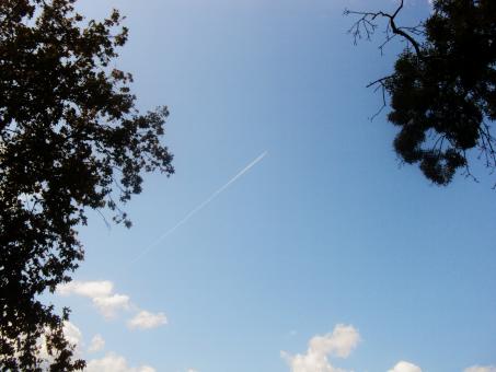 Free Stock Photo of Plane trail in the sky