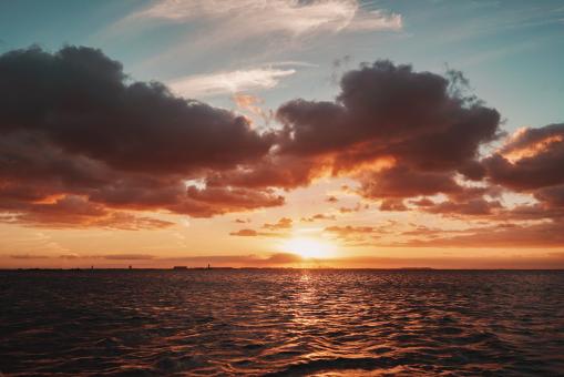 Orange sunset over the sea - Free Stock Photo