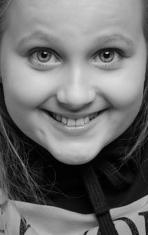 Smiling Young Girl - Black and White Portrait - Free Stock Photo