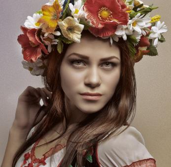 Free Stock Photo of Flower Girl Portrait