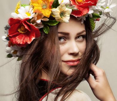 Free Stock Photo of Beautiful Girl with Flowers in Hair