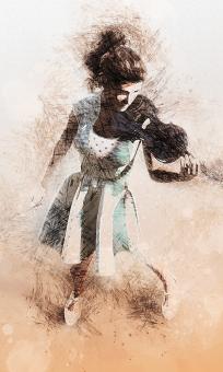 Girl playing violin in watercolor - Free Stock Photo