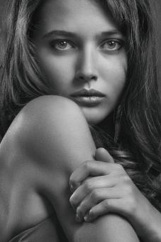 Free Stock Photo of Brunette Woman Portrait - Black and White