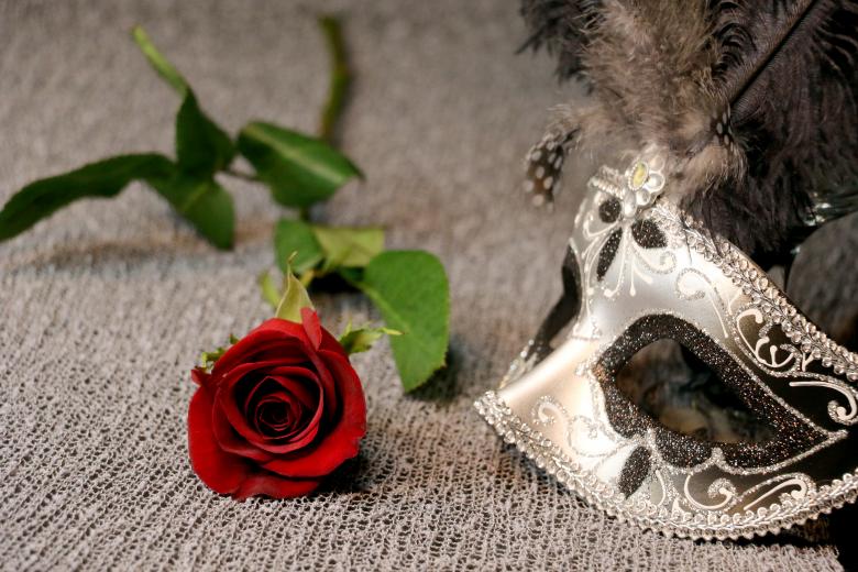 Free stock image of Red Rose and Victorian Mask created by vera reece