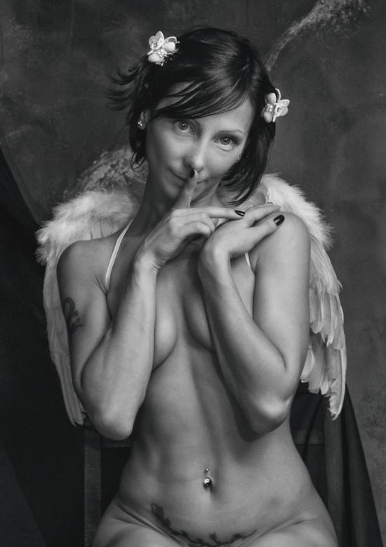 Free stock image of Model with Angel Wings - Black and White created by Alexander Krivitskiy