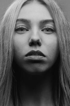 Free Stock Photo of Portrait of Female - Black and White