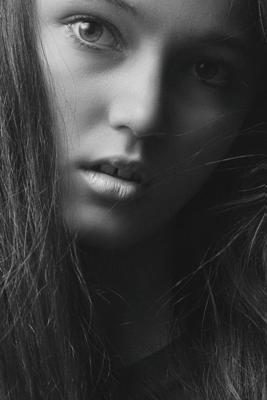 Free stock image of Young Brunette Portrait - Black and White created by Alexander Krivitskiy