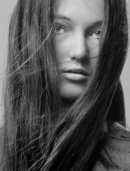 Free Stock Photo of Young Brunette Woman - Black and White Portrait