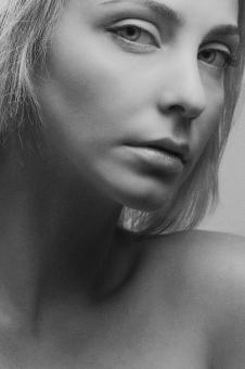 Free Stock Photo of Beautiful Female - Black and White Portrait