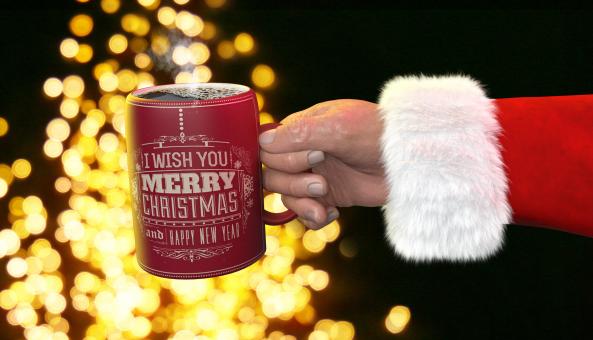 Santa Claus with Hot Coffee Mug - Free Stock Photo