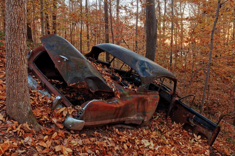 Free stock image of Autumn Forest Car Wreck created by Nicolas Raymond