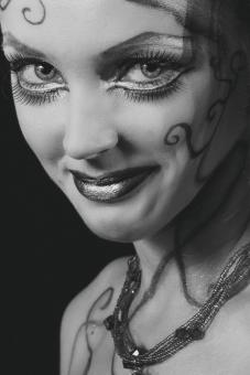 Free Stock Photo of Painted Girl Portrait - Black and White